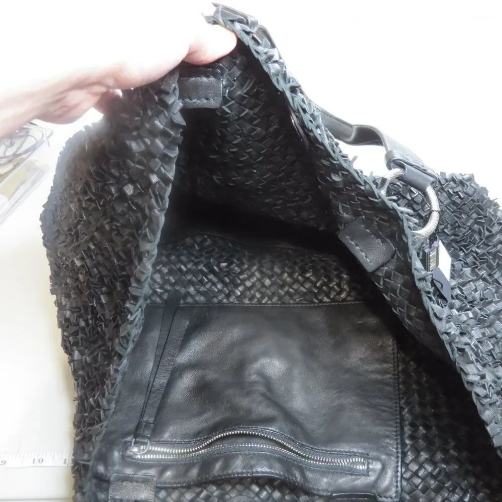 FALOR Hand Woven Soft Genuine Leather Large Tote Bag Italy